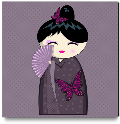 Purple kokeshi Canvas Print by PIEL Design