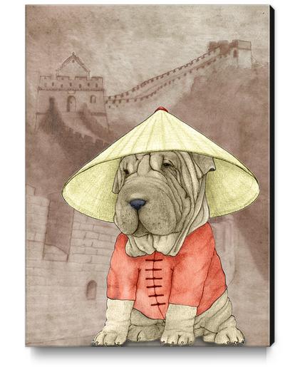 Shar Pei With The Great Wall Canvas Print by Barruf