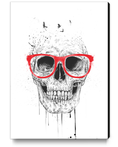 Skull with red glasses Canvas Print by Balazs Solti