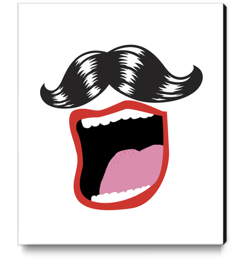 Moustache Mouth Canvas Print by Alex Xela