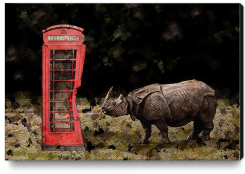 Rhino vs Phone Box Canvas Print by Galen Valle