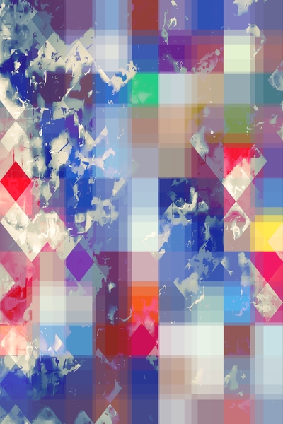 geometric pixel square pattern abstract background in blue pink red by Timmy333