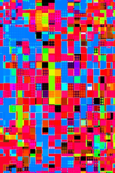 geometric pixel square pattern abstract background in red blue pink green by Timmy333