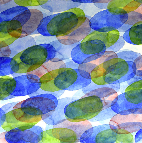Green Blue Red Ovals by Heidi Capitaine
