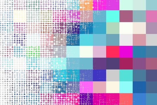 graphic design geometric pixel square pattern and circle pattern abstract background in blue pink red by Timmy333