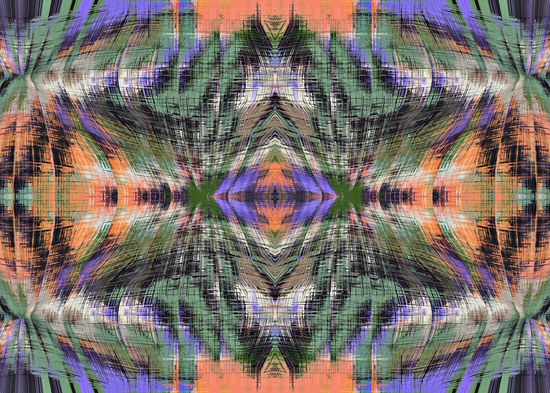 geometric symmetry pattern abstract background in green purple orange by Timmy333