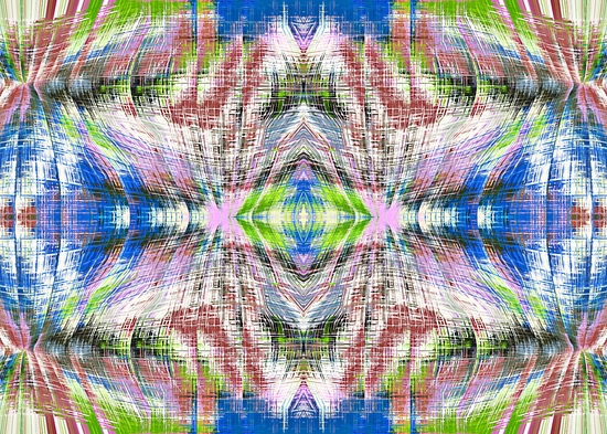 geometric symmetry pattern abstract background in pink blue green brown by Timmy333