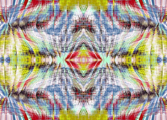 geometric symmetry pattern abstract background in blue yellow red by Timmy333