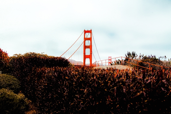 Golden Gate Bridge with blue cloudy sky at San Francisco, USA by Timmy333