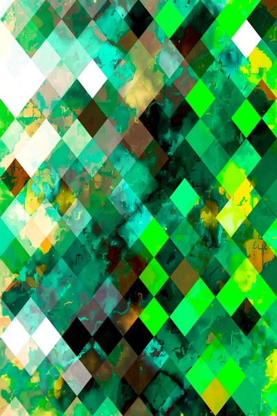 geometric pixel square pattern abstract background in green yellow by Timmy333