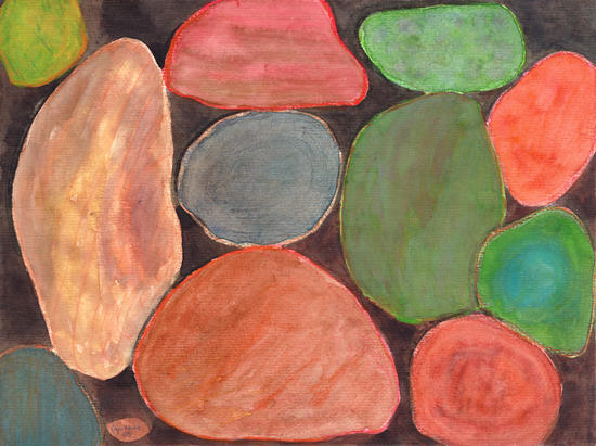 . Lovely colorful Stones on dark Background  by Heidi Capitaine
