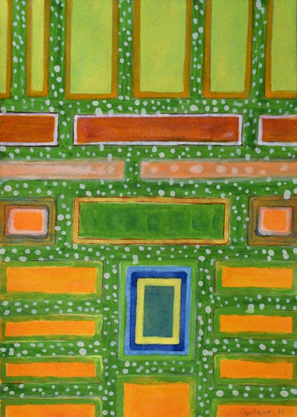 Filled Rectangles on Green Dotted Wall   by Heidi Capitaine