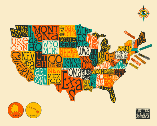 UNITED STATES MAP by Jazzberry Blue