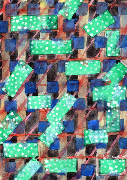 Dotted Green Rectangles on Top Pattern  by Heidi Capitaine