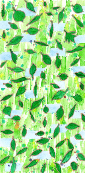 Modern Fresh Leaves Pattern in High Format  by Heidi Capitaine