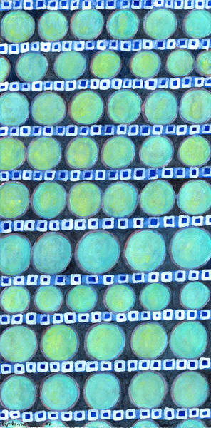 Rows of Blue Iridescent Circles Pattern by Heidi Capitaine