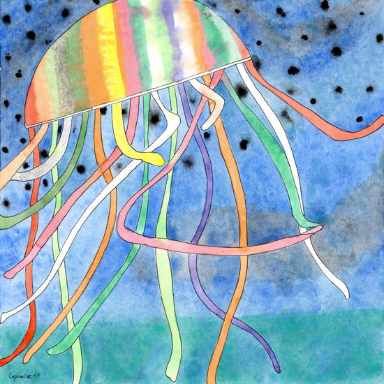 Rainbow Colored Jelly Fish  by Heidi Capitaine