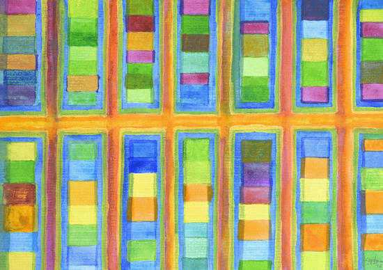 Striped Color Fields in Orange Grid by Heidi Capitaine