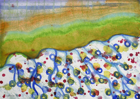  Curved Hill with Blue Rings by Heidi Capitaine