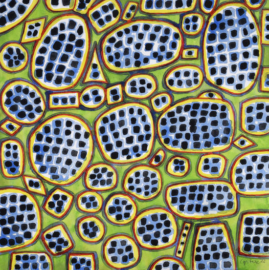 Blue-Black Seeds Pattern by Heidi Capitaine