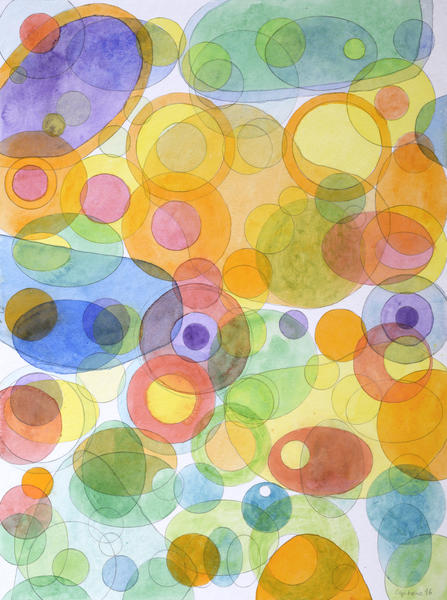 Vividly interacting Circles Ovals and Free Shapes by Heidi Capitaine