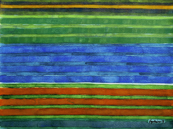 Horizontal Stripes In Red Blue Green by Heidi Capitaine