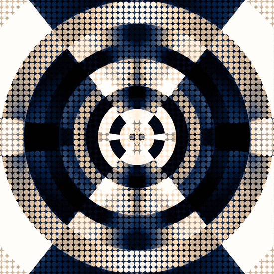 graphic design geometric symmetry circle pattern abstract background in blue brown by Timmy333
