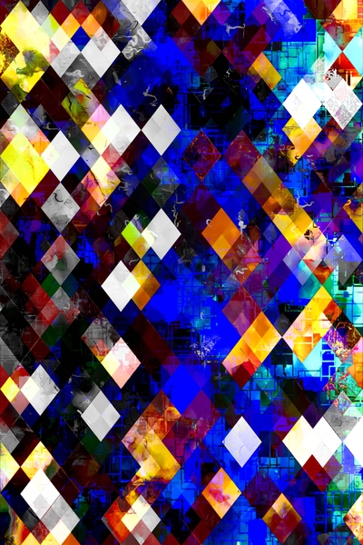geometric pixel square pattern abstract background in blue yellow by Timmy333