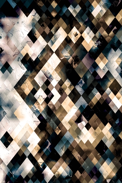 geometric pixel square pattern abstract art background in brown blue by Timmy333