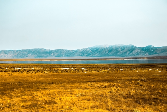 dry grass field and mountains background in California by Timmy333