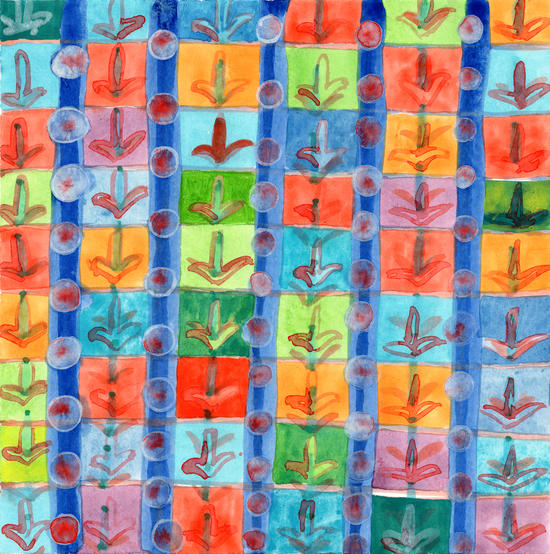 Colorful Planting Plants in Squares Pattern  by Heidi Capitaine