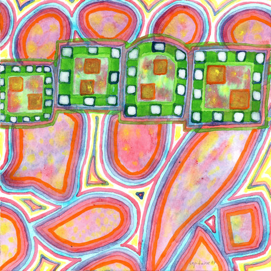 Green Band over Red Cells  by Heidi Capitaine