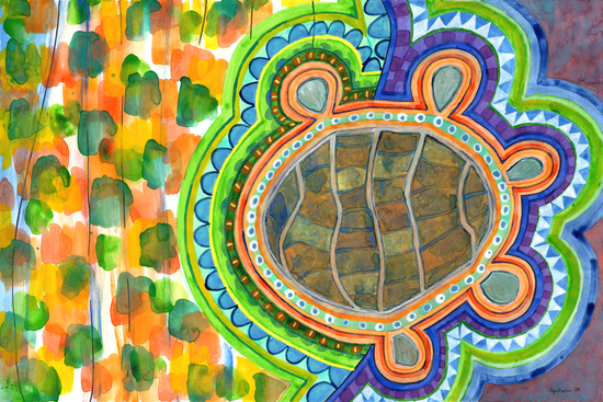 Weird Turtle in picturesque Blobs Pattern  by Heidi Capitaine