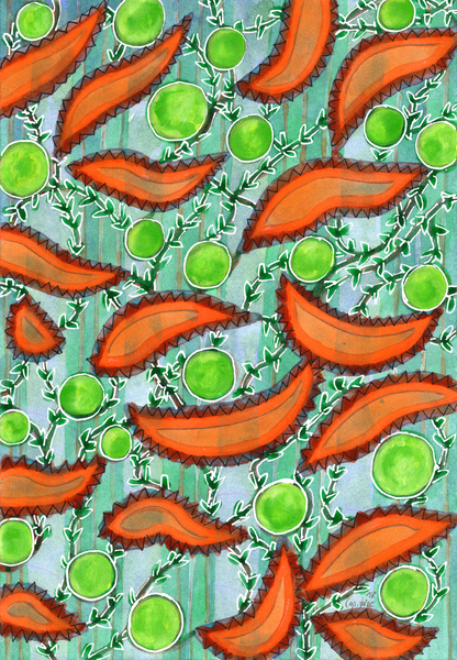 Hot Peppers and Crisp Peas Pattern  by Heidi Capitaine