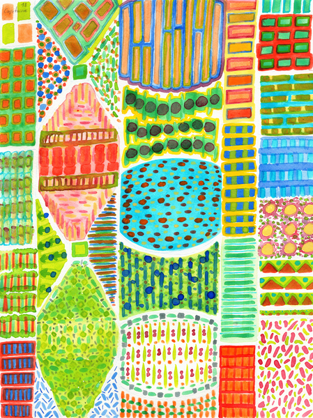 Colorful geometric Patchwork Garden by Heidi Capitaine