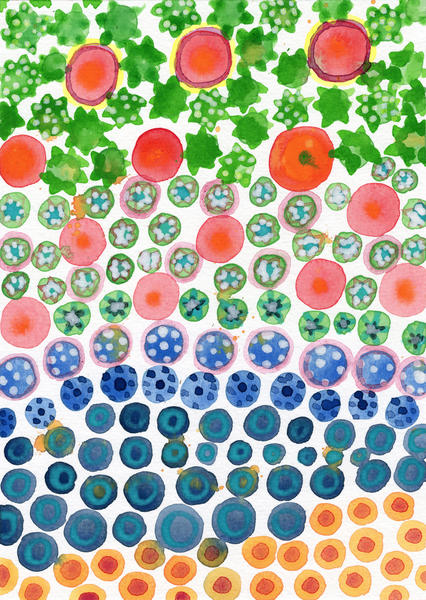 Playful Green Stars and Colorful Circles Pattern  by Heidi Capitaine