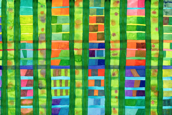 Colored Fields With Bamboo  by Heidi Capitaine