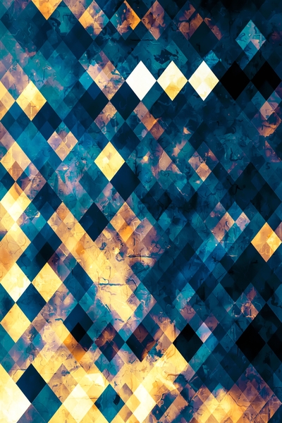 geometric pixel square pattern abstract background in blue brown orange by Timmy333