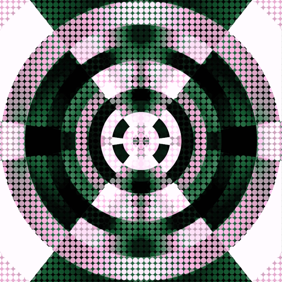 graphic design geometric symmetry circle pattern abstract background in green pink by Timmy333