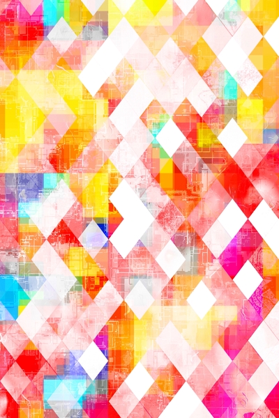 geometric pixel square pattern abstract background in red pink yellow blue by Timmy333