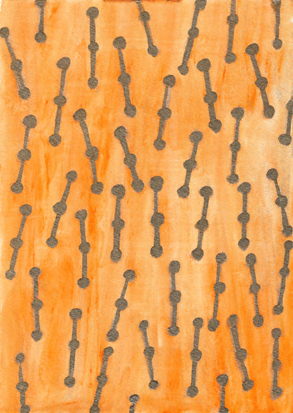 Golden Connected Points on Orange Pattern  by Heidi Capitaine