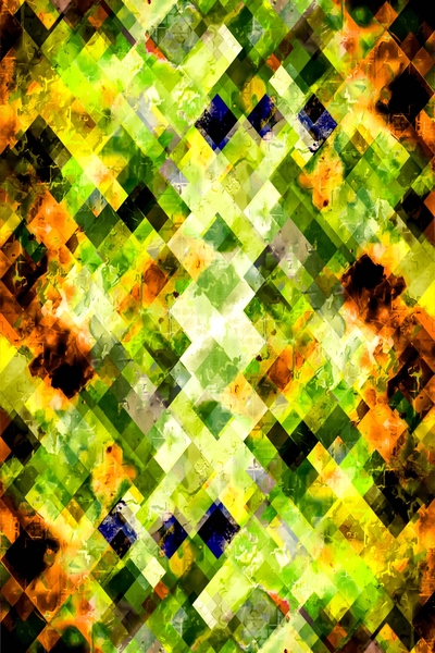 geometric pixel square pattern abstract background in green brown by Timmy333