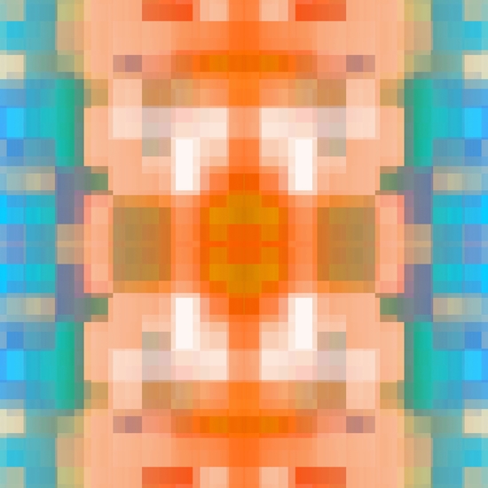 geometric symmetry art pixel square pattern abstract background in orange blue by Timmy333