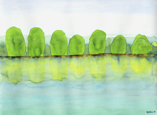 Trees Refecting On The Water  by Heidi Capitaine