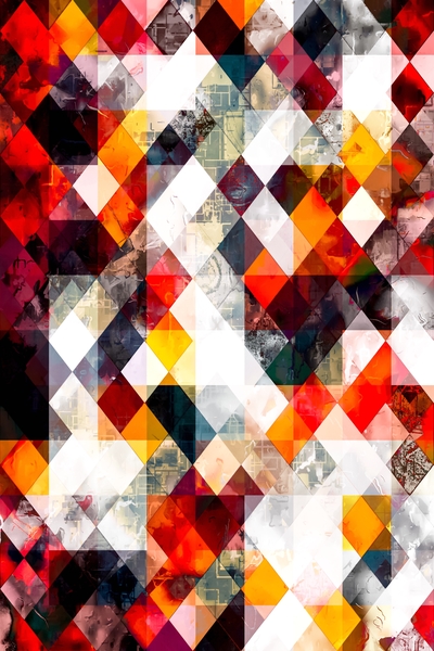 geometric pixel square pattern abstract background in red orange brown by Timmy333