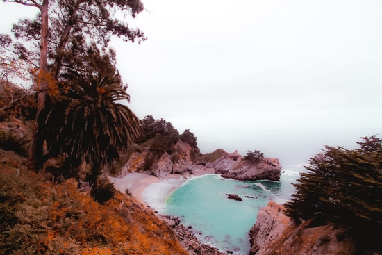 waterfall with beach view at Mcway Falls, Big Sur, Highway 1, California, USA by Timmy333