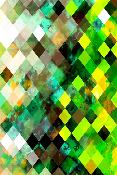 geometric square pixel pattern abstract background in green yellow brown by Timmy333