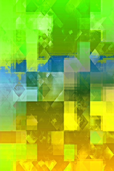 geometric pixel square pattern abstract background in green blue yellow by Timmy333