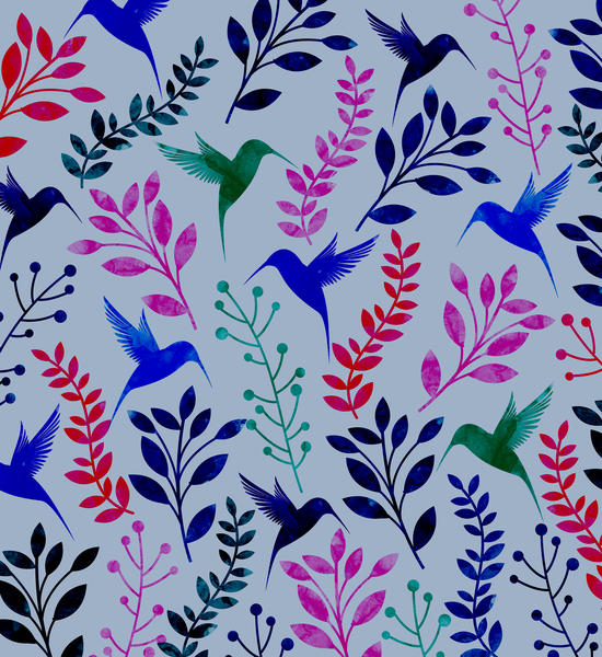 WATERCOLOR FLORAL AND BIRDS X 0.3 by Amir Faysal