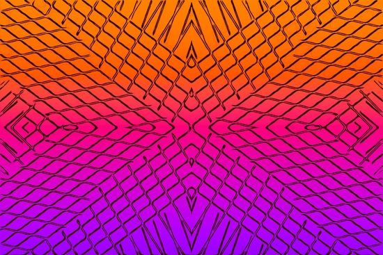 geometric symmetry line pattern abstract in orange purple pink by Timmy333